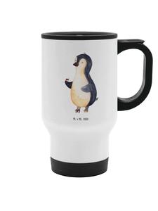 Mr. & Mrs. Panda Термокружка с изображением пингвина и божьей коровки, без надписи, белого цвета