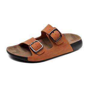 SENJIALUO Мужские противоскользящие устойчивые к истиранию слайдеры коричневые, цвет Brown