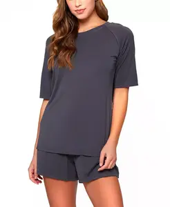 Женский комплект из двух предметов: топ реглан и укороченная пижама iCollection, серый