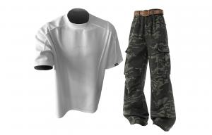 Повседневный спортивный свитер с круглым вырезом Unisex Moderate X1617, белый short-sleeved shirt+camouflage jeans