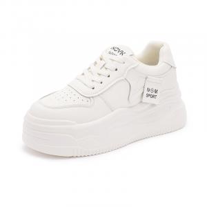 Женские низкие скейтбордные кроссовки из натуральной кожи Qitumaul, белый[platform height: 7cm]