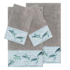 Linum Home Textiles Турецкий хлопок Mia Набор украшенных полотенец из 4 предметов, темно-серый