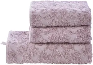 Done. Набор полотенец "Орнаменты Прованса", (комплект, 3 шт., 1 банное полотенце (70х140 см) - 2 полотенца для рук (50х100 см), однотонные, орнамент, с бахромой (3 шт.), цвет altrosa