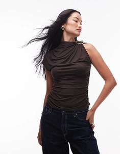 & Other Stories Драпированный топ коричневого цвета со съемной застежкой из золотистого металла