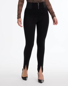 Женские эластичные леггинсы BEBE с высокой талией и разрезом спереди, черный