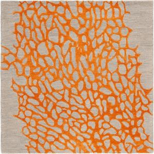 Ковер SAFAVIEH, 183 x 183 см, Blossom Collection — серый и оранжевый, ручной работы из шерсти и вискозы, идеален для помещений с высокой проходимостью в гостиной, спальне (BLM695C)