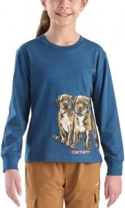Carhartt детская CA7141 футболка с длинным рукавом Puppies - для девочек, Dark Denim Heather