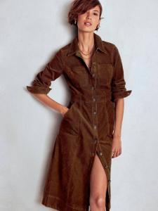 Платье-рубашка миди Amanda из смесового вельвета с хлопком Boden