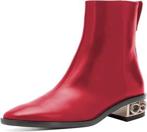 Женские повседневные ботильоны YDN с квадратным закрытым носком и невысоким широким каблуком, короткие ботинки с боковой молнией, осенне-зимняя обувь для женщин и девушек, Red