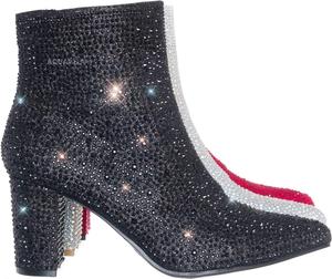 Женские ботильоны на толстом каблуке с блестками Forever, Black Rhinestone