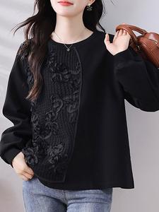 Женская толстовка с односторонней вышивкой Doux Belle, цвет Black