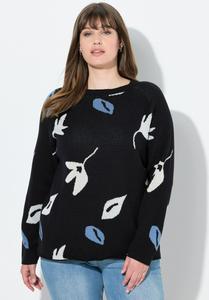 Джемпер Ulla Popken LEAF PATTERN LONG SLEEVE, Black