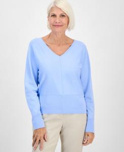 Укороченный свитер с V-образным вырезом и рукавами летучая мышь, эксклюзивно для Macy's JM Collection, Open Air