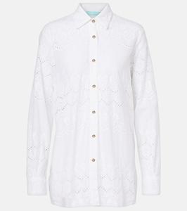 Рубашка из хлопка с вышивкой Orla в технике "английская гладь" Melissa Odabash, белый