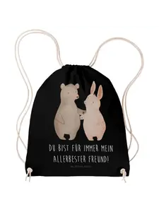 Спортивная сумка Mr & Mrs Panda Sportbeutel Bär und Hase Umarmen, черный