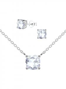 Alexander York Набор ювелирных украшений из 4 предметов: цирконий огранки «подушка» диаметром 6 мм в оправе из серебра 925 пробы