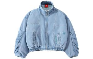 LiNing Короткое пальто Li Ning для женщин, светло-голубой деним