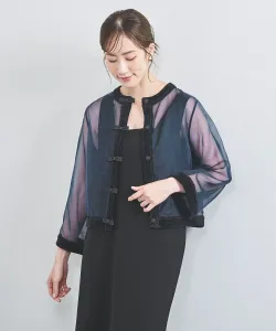 Блузка из органзы с лентой, двусторонняя United Arrows, цвет Navy