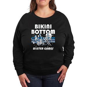Футболка с длинным рукавом Plus size Spongebob Squarepants Winter Games French Terry Nickelodeon, Black