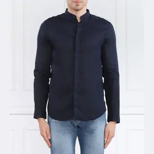 Льняная рубашка стандартного кроя Armani Exchange, синий