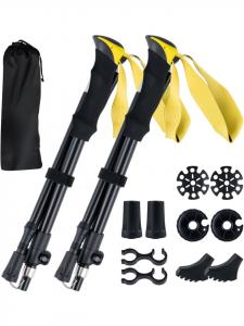 COSTWAY Складные алюминиевые треккинговые палки желтого цвета