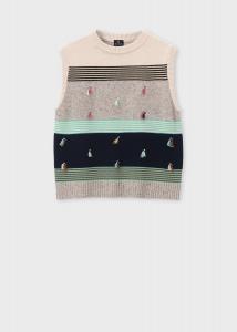 Женский жилет с жаккардовой отделкой и кисточками