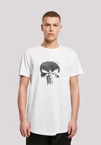 Футболка F4NT4STIC "Marvel Knights Punisher TV Skull", принт, белый