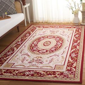Ковер SAFAVIEH, 183 x 275 см, Chelsea Collection, Ivory & Burgundy, ручное плетение, французский кантри из шерсти, идеален для помещений с высокой проходимостью в гостиной, спальне (HK72A)