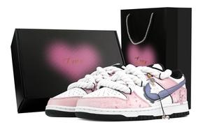 Nike Кроссовки для скейтбординга Dunk Ying Fei Hua Heart Box, устойчивые к истиранию, унисекс, розовые, белые