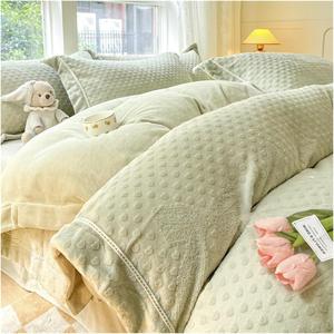 HGUFIUUUHGFH Комплект постельного белья из микрофибры зимний плюшевый с пододеяльником и наволочками