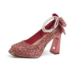 Feo Dvke Женские туфли на платформе с массивным каблуком в подарочной коробке красные, цвет Red