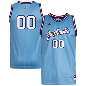 Мужская реплика свингмен джерси #00 light blue kansas jayhawks Adidas