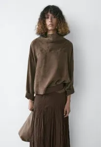 Блузка струящегося фасона с драпировкой. Massimo Dutti, Dark Brown