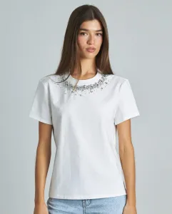 Футболка женская с коротким рукавом со стразами Alma en Pena, белый