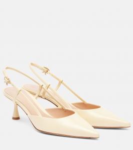 Кожаные туфли-лодочки Ascent 55 с ремешком на пятке Gianvito Rossi, кремовый