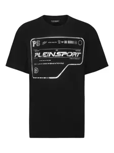 Футболка из хлопка с металлическим логотипом Plein Sport, черный