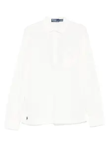 Льняная рубашка поло с длинными рукавами POLO RALPH LAUREN, белый