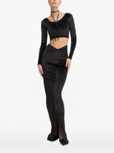 Бархатный топ с завязкой на шее Fiorucci, черный