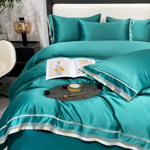 FUANNA Комплект постельного белья 1.5м, пододеяльник 200x230 см, темно-зеленый, двусторонний, шелковистая гладкость