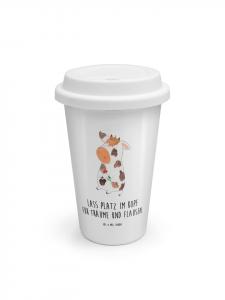 Mr. & Mrs. Panda Термокружка для кофе с изображением коровы и надписью белого цвета