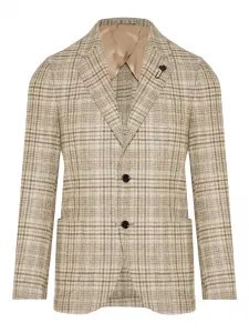 Клетчатый пиджак на двух пуговицах Lardini, нейтральный