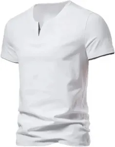 Летняя футболка хенли с коротким рукавом, легкая, casual, slim fit Xingfenly