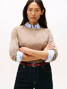 Текстурированный джемпер из шерстяной смелки с круглым вырезом Tommy Hilfiger, Brown