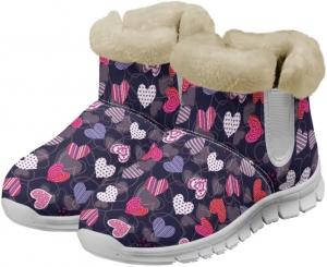 Женские зимние сапоги Jeiento Fashion, комфортные теплые зимние сапожки, удобные, противоскользящие, с мягким внутренним материалом, на плоской подошве, Hearts Design