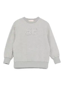 Толстовка с логотипом и кристаллами Elisabetta Franchi La Mia Bambina, серый