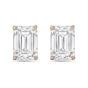 14 карат, 1 карат, выращенные в лаборатории бриллианты с 4 зубцами, изумрудная огранка, цвет DEF, чистота VS, превосходная огранка Diana M., розовый