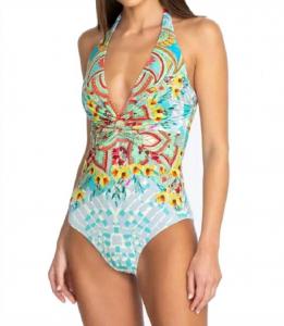 Слитный купальник Elena Twist в цвете Multi Johnny Was