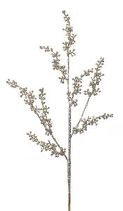 Декоративная ветка Melrose International ягоды с блестками, 12 штук, серебристый / коричневый