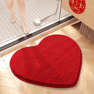 Dajiang Ковер 50x60 см для спальни/ванной, впитывающий, романтичный дизайн с красным сердцем