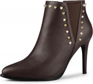 Женские туфли-лодочки на шпильке Allegra K с заостренным носком и ботильоны Chelsea, Coffee